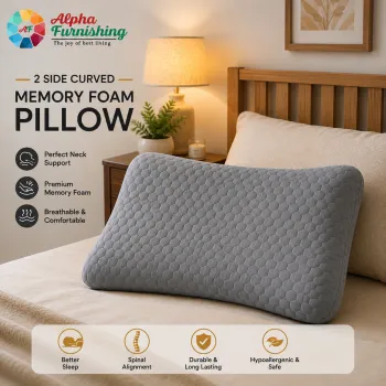Sale Active 2-Side Curve Memory Foam Pillow for Side Sleepers, Neck Support