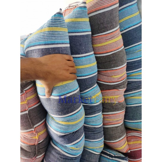 MarketFairy Single Bed Blue Washable Cotton Folding Mattress/Gadda for Students, PG, Hostel, Picnic, Guest - 3 x 6 feet, Multi Colour