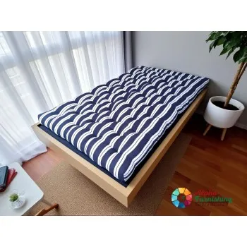 Sale Active 4 x 6 Feet Double Bed White Cotton Foldable Mattress/Gadda - Blue (48 x 72 Inch)